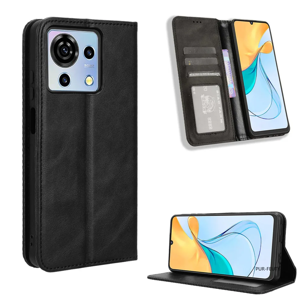 Pretty Cases for ZTE Blade V50 A73 V50 Desig Smart Axon 50 Vita Lite 4G Magnetic Retro Leather Housing Stand Holder Shell