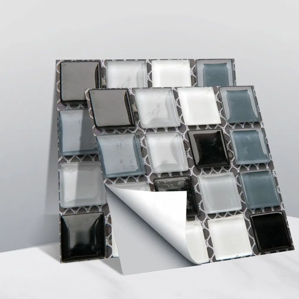 Autocollants de carrelage auto-adhésifs décoratifs, 10 pièces, mosaïque effet 3D, autocollant mural amovible en PVC, décor de cuisine et de salle de bains, DIY bricolage