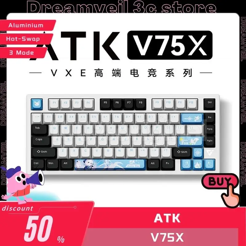 

Vxe Atk V75x 3 Mode Mechanical Keyboards Aluminium Alloy Cnc Wireless Smart Speed X Quick Trigger Rgb Hot Swap Gaming Keyboards