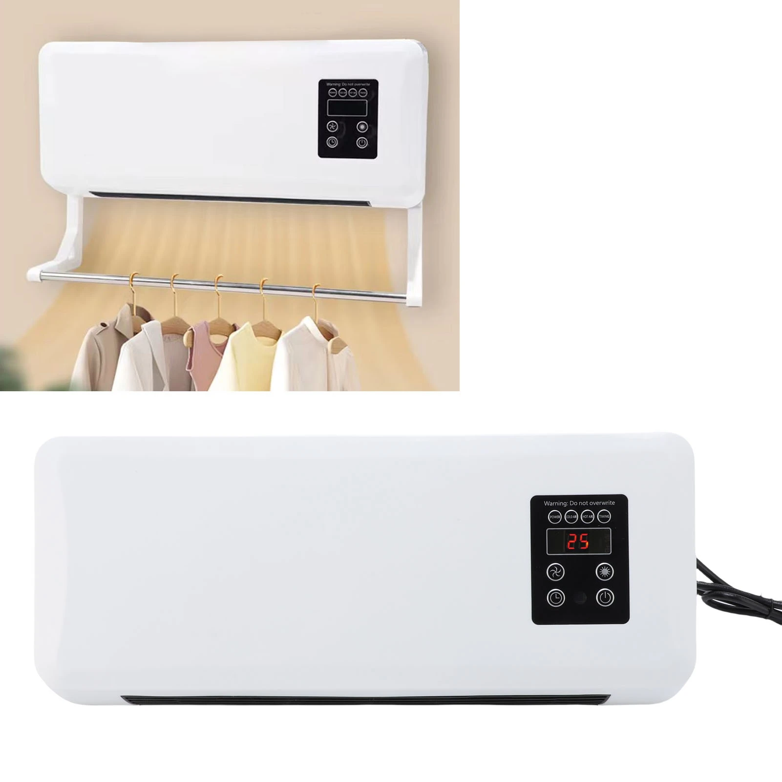 Mini Wall Mounted Fan Low Noise 2 in 1 Small Wall Heater with Remote Control for Bedroom  Mini Wall Mounted Fan