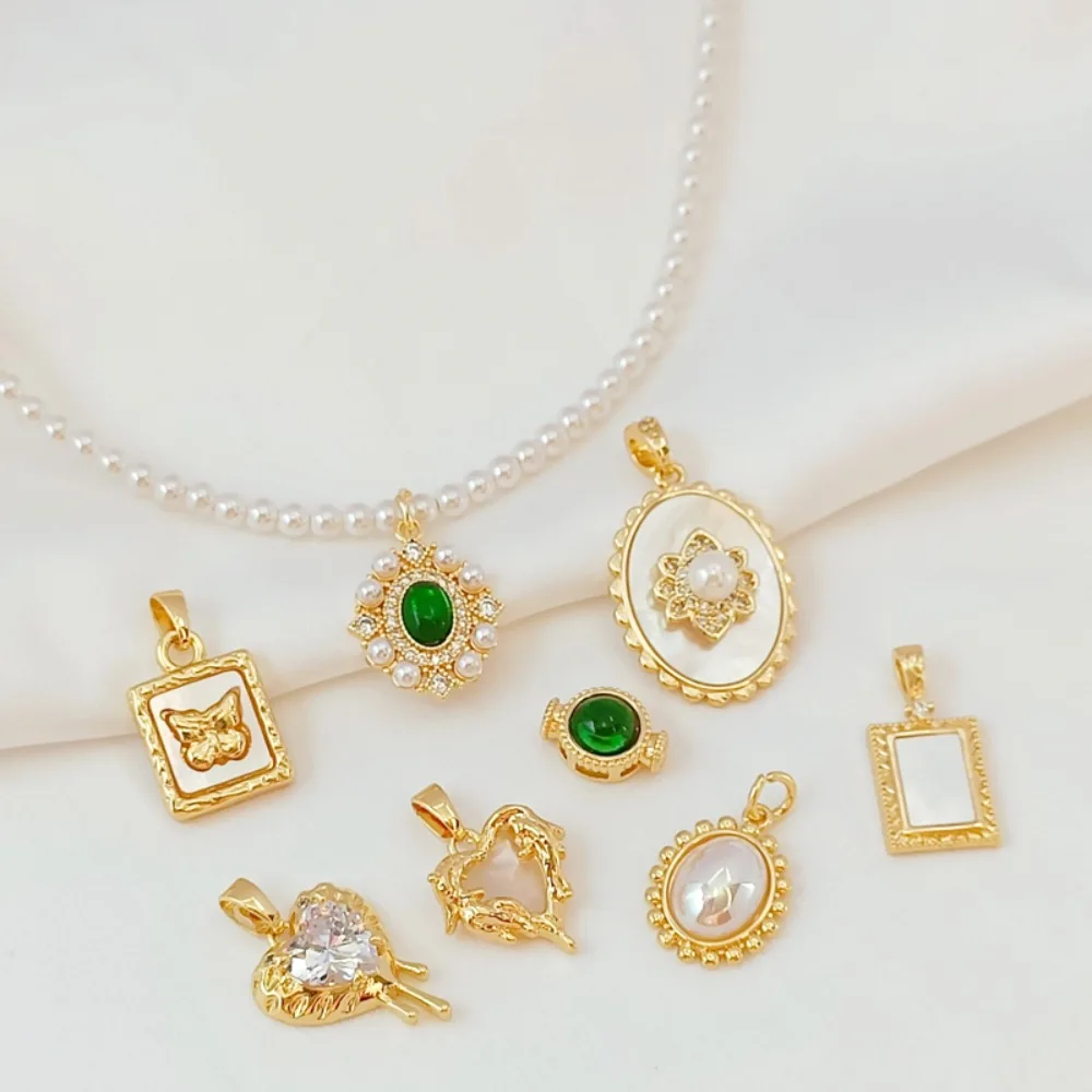 

14 К медь, инкрустированные золотом циркон, ракушки в форме сердца, бабочка, полый цветок, кулон, браслет «сделай сам», кулон, серьги, аксессуары