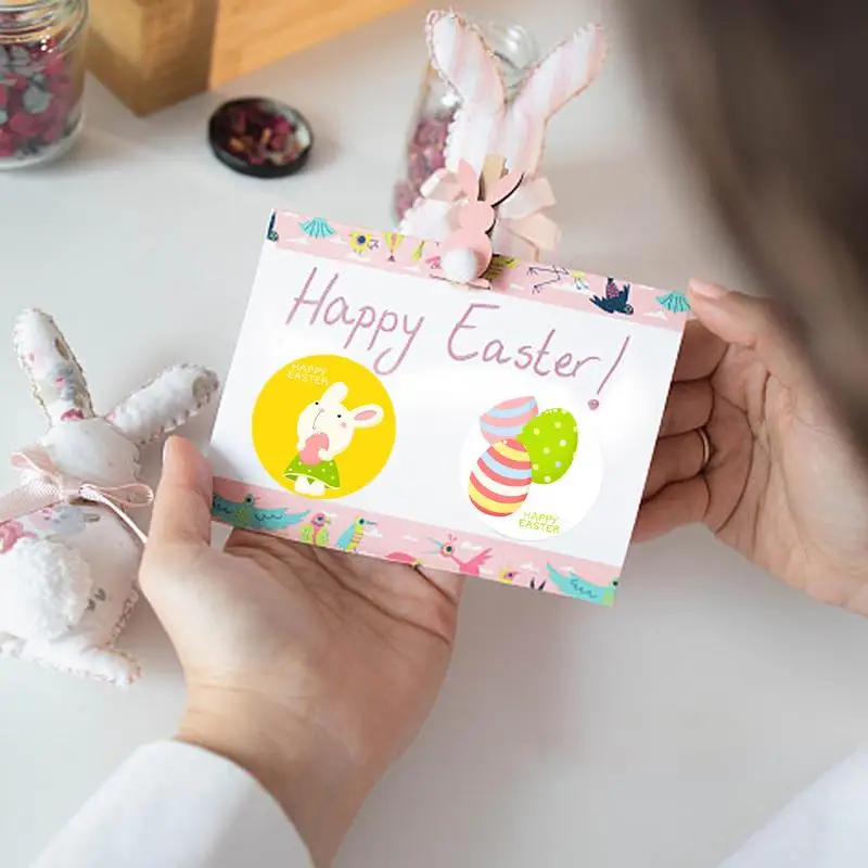 イースターかわいいデカール粘着ラベルパーティー用品イースターデコレーションラウンドステッカー明るいホリデー漫画デカールスクラップブック用
