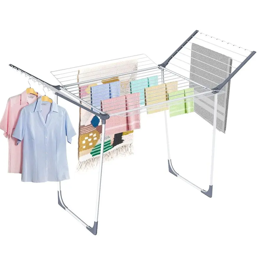 Drying Rack, Foldable Laundry Rack for Indoor Outdoor, 10pcs Sock Clips, Collapsible SpaceSaving Drying Rack for Clothes Towels