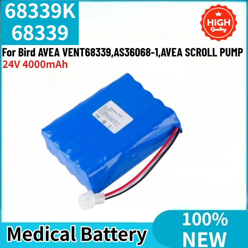 

New 68339K 68339 High Quality Medical Battery 24V 4000mAh for Bird AVEA VENT68339,AS36068-1,AVEA SCROLL PUMP Replacement Battery