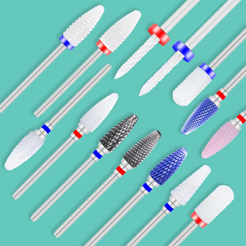 10PCS Milling Cutter For Manicure Set Ceramic Nail Drill Bits Cutters for Removing Gel Varnish Manicure Machine Accessories Mill