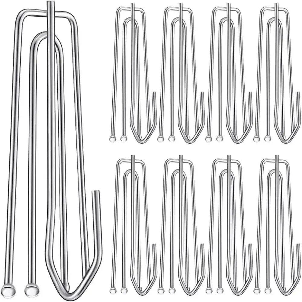 

10pcs 4 Prongs Curtain Pleat Hooks Rust-Resistant Stainless Steel Curtain Hooks DIY Bathroom Pinch Pleat Clips