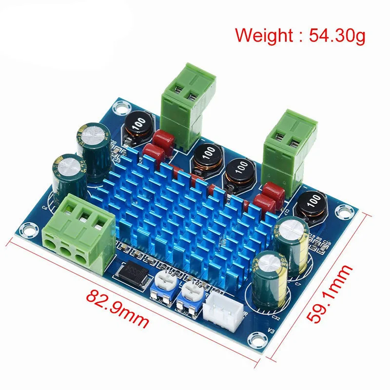 1~20Pcs XH-M572 High-Power Digital Power Amplifier Board TPA3116D2 Chassis Dedicated Plug-In 5-28V Output 120W