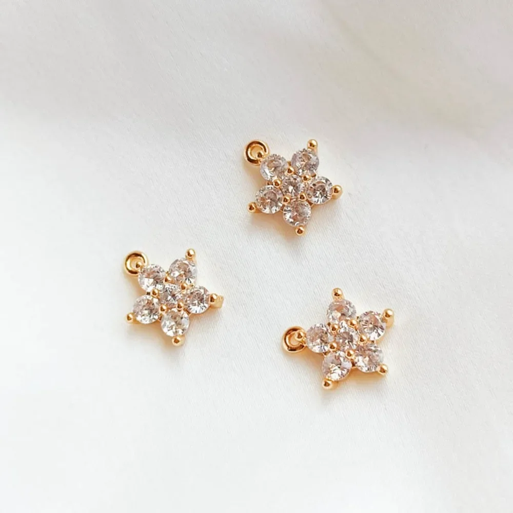 

Accessories 14K Gold-plated, Zircon Five-pointed Star Pendant, Bracelet, Earrings, DIY Accessory Materials
