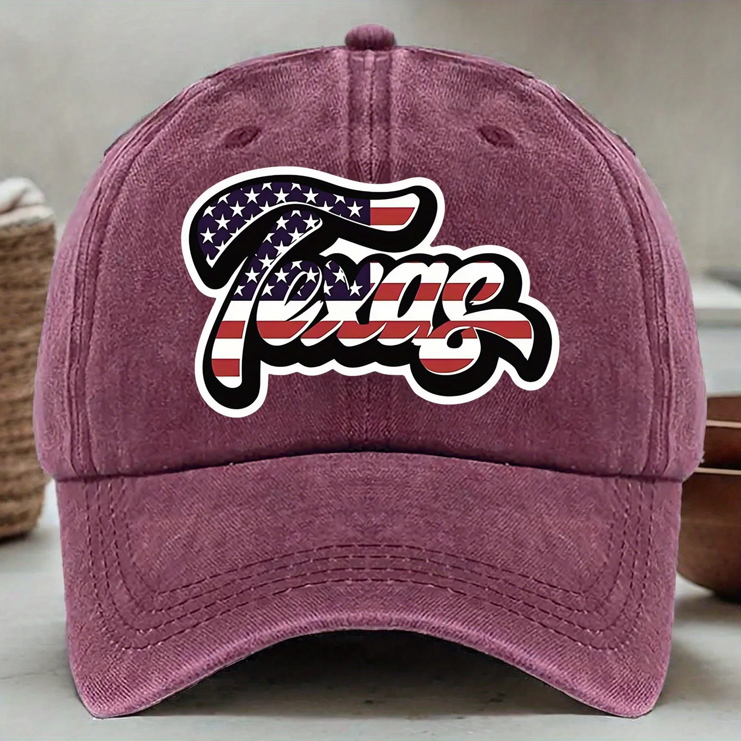 Texas American Flag Baseball Cap - Adjustable, Lightweight, Machine Washable, Stylish Maroon Patriotic Design, Ideal for Casual