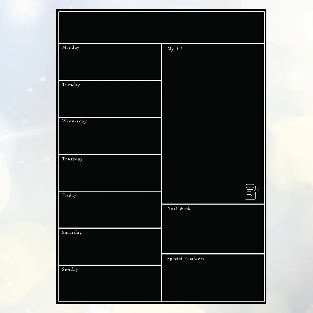 

Magnetic Calendar Stickers A3 Black Reusable Weekly Planner Creative Gift Fresh Reminder for Home Kitchen Metal Surface