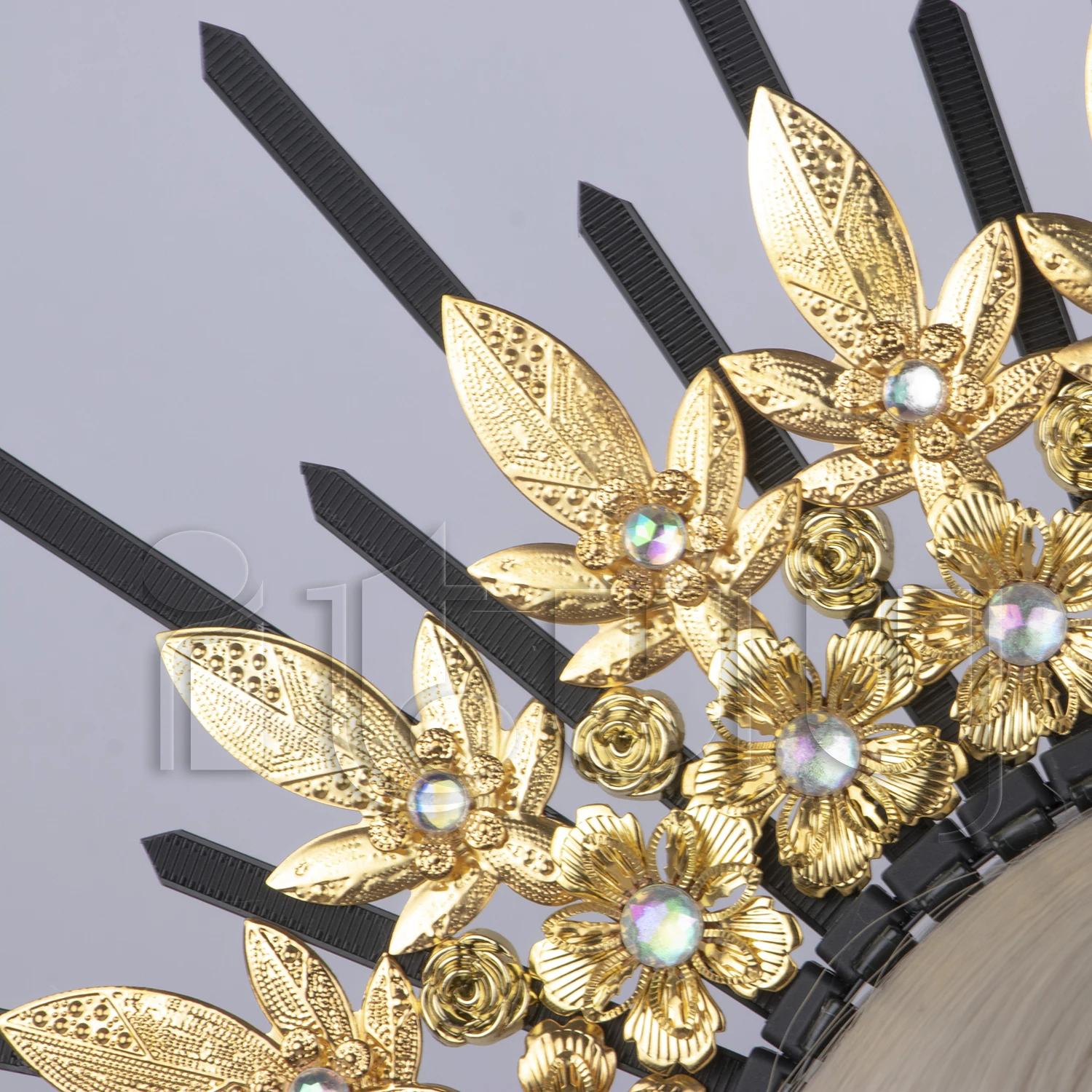 Gothique Lolita or foncé à pointes Halo couronne casque vierge marie déesse du soleil Nylon Zip coiffure Halloween chapeaux accessoires