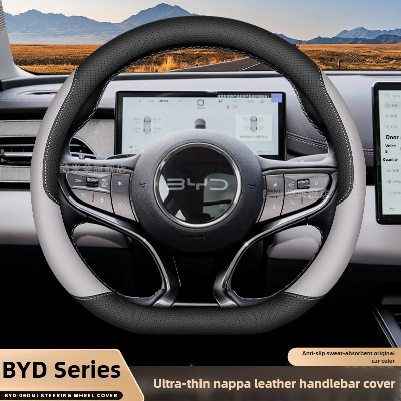 

Leather Car Steering Wheel Cover for BYD Atto3 Song Pro Plus Seal U Yuan Pro Qin Plus Sealion 6 7 Shark Dolphin Mini 2025 2026