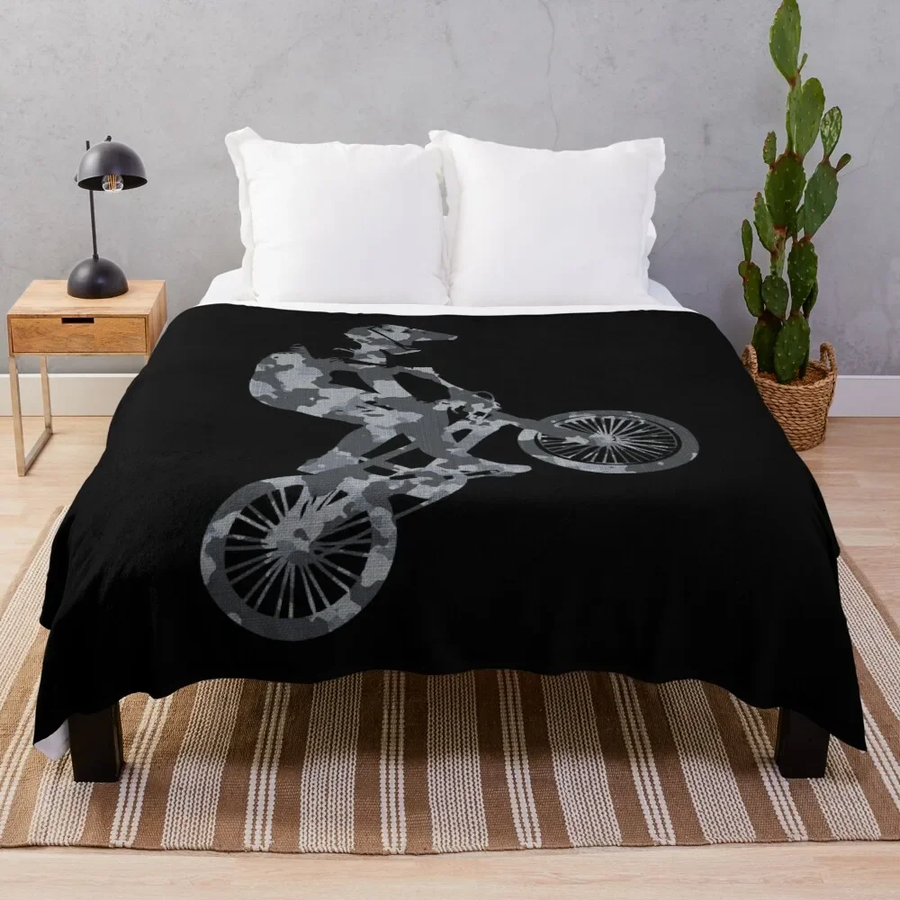 

BMX camouflage grey Throw Blanket Plaid on the sofa Bed covers Beautifuls Blankets