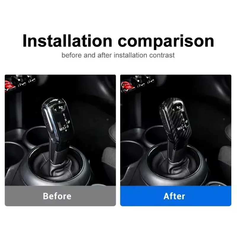 

For BMW Mini Cooper F54 F55 F56 F57 F60 Real Dry Carbon Fiber Countryman Gear Shift Knob Cover Sticker Interior Trim 2020-2022
