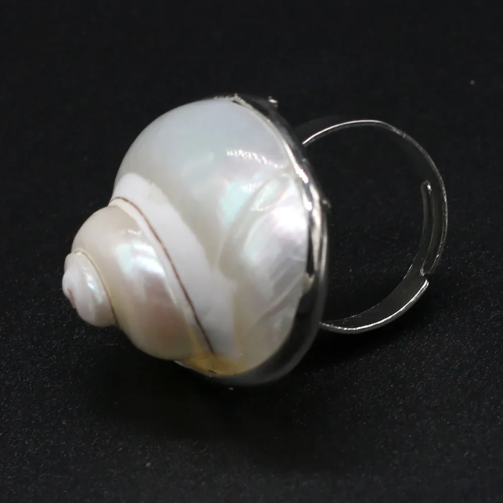 Freshwater Shells Natural Stone three-dimensional Shell Ring Fashion DIY Exquisite Ring Jewelry Decoration Gift Party