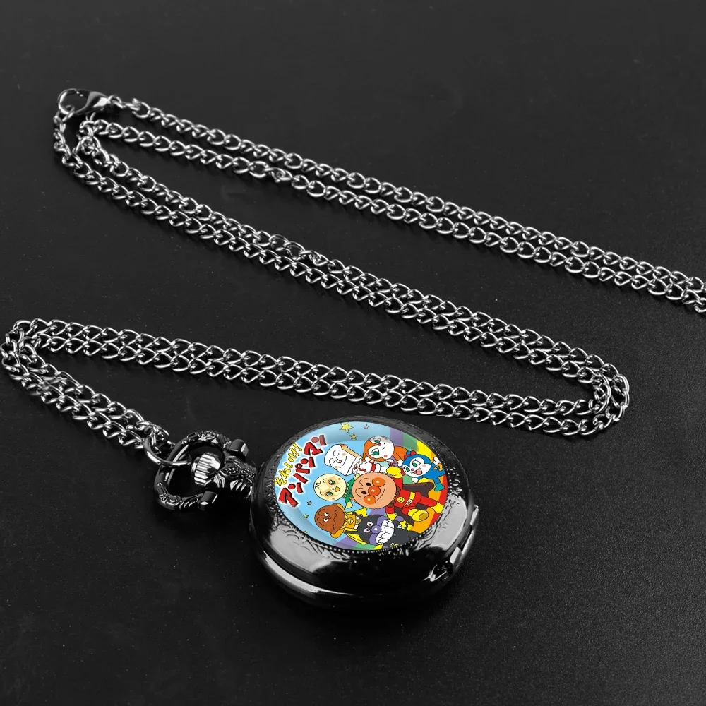 Cartoon Design Glass Dome Quartz Pocket Watch with Arabic Numerals Dial Durable Chain Perfect For Gifts