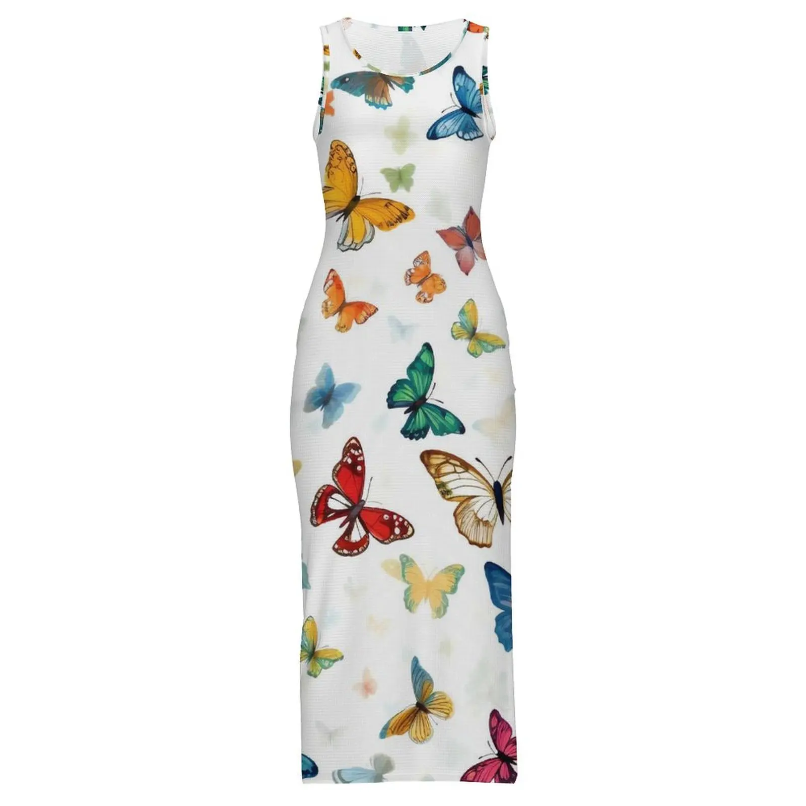 اللون الفراشات Bodycon فستان الربيع الحيوان طباعة خمر فساتين ماكسي الإناث أكمام مخصص DIY Y2K فساتين راقية حجم كبير