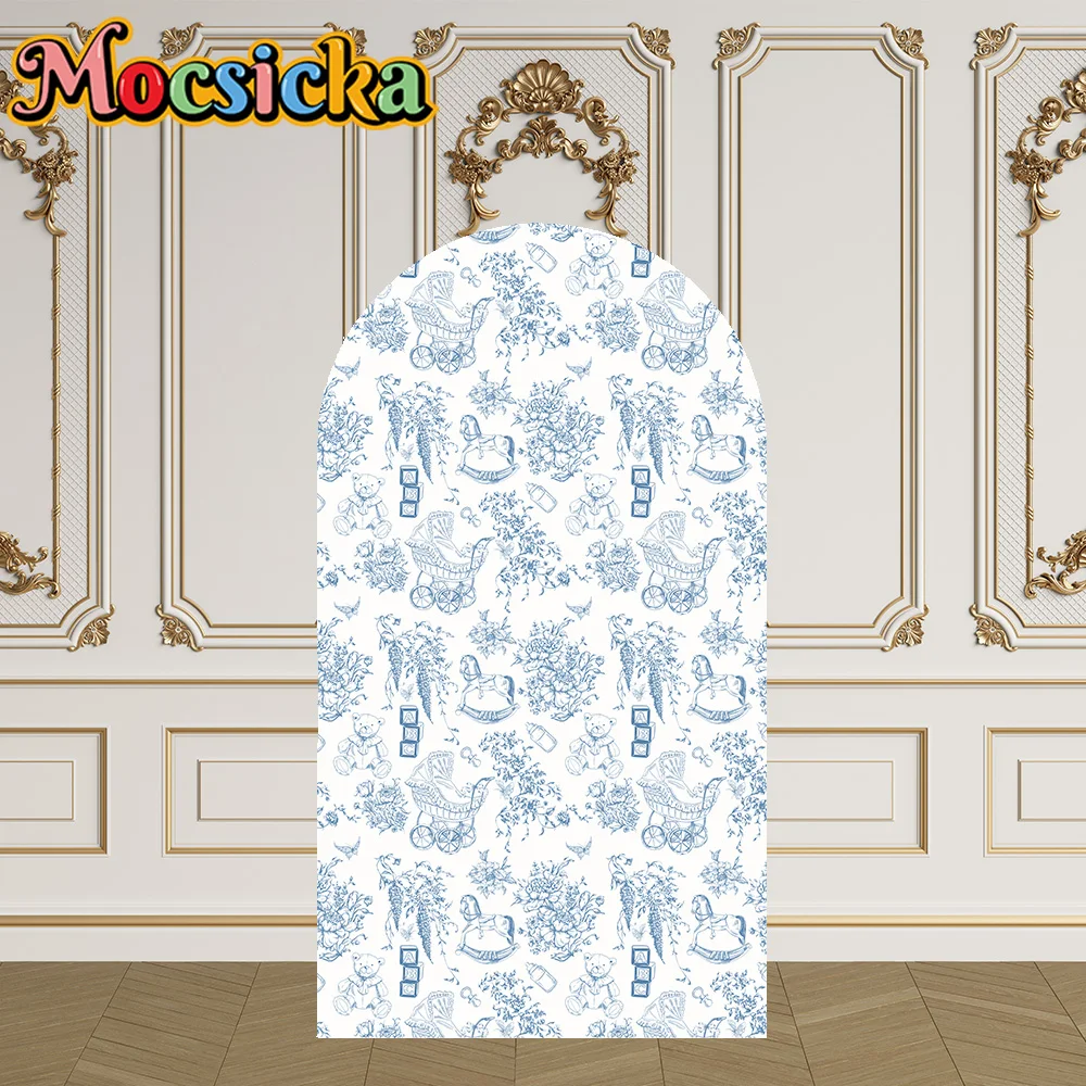 Mocsicka 2-Sided Arch Cover Flower Stroller Bear Toys Decoration Backdrop Baby Shower Arch Wall Children 1st Birthday Party Prom