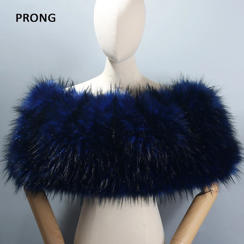 

Winter Fur Shawl Wraps Woman Elastic Faux Fox Fur Pullover Cape Elegant Long Fur Shoulder Cover For Women Thickened