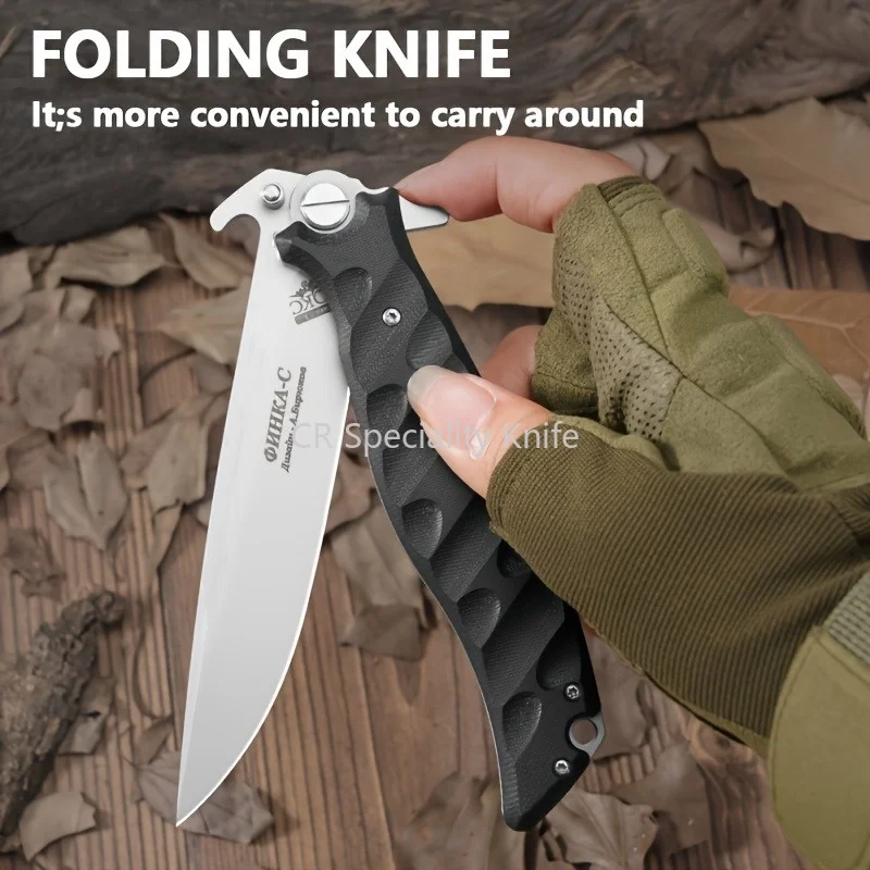 Military Russian HOKC Finka Tactical Folding Knife D2 Blade G10 Handle Hunting Survival Pocket Knives Camping Hunting EDC Tool