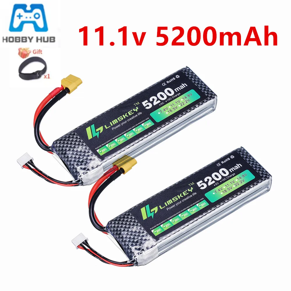 

3S Lipo Battery 11.1V 5200mah 60C For RC Car Quadcopter Drone Airplane Helicopter 11.1V Battery