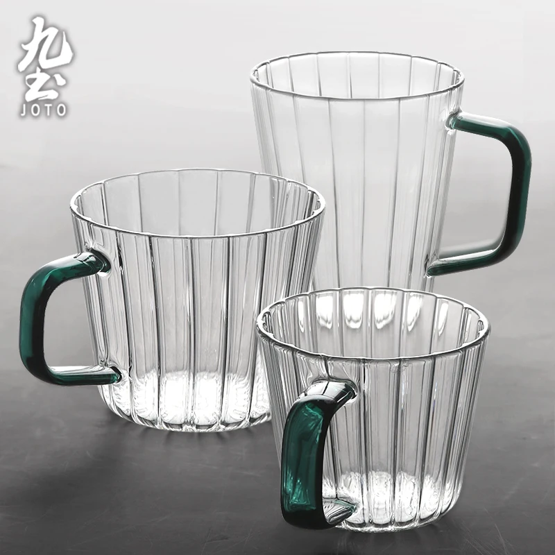 

JOTO Creative Striped Glass Water Cup with Handle cup CUPR0583