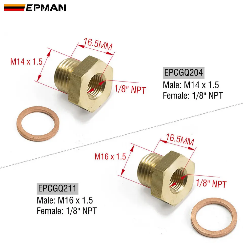 Adaptateur Jauge Température KIMISS - 1/8 NPT Mâle Vers M14x1.5 Universel Voiture