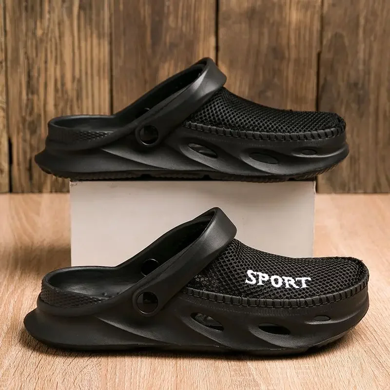 

Shoes Hole Platform Sandals Man Half Mules Summer Sale Low Price Elegant Clappers 2025 Designer Luxury Fashion Slippers for Men