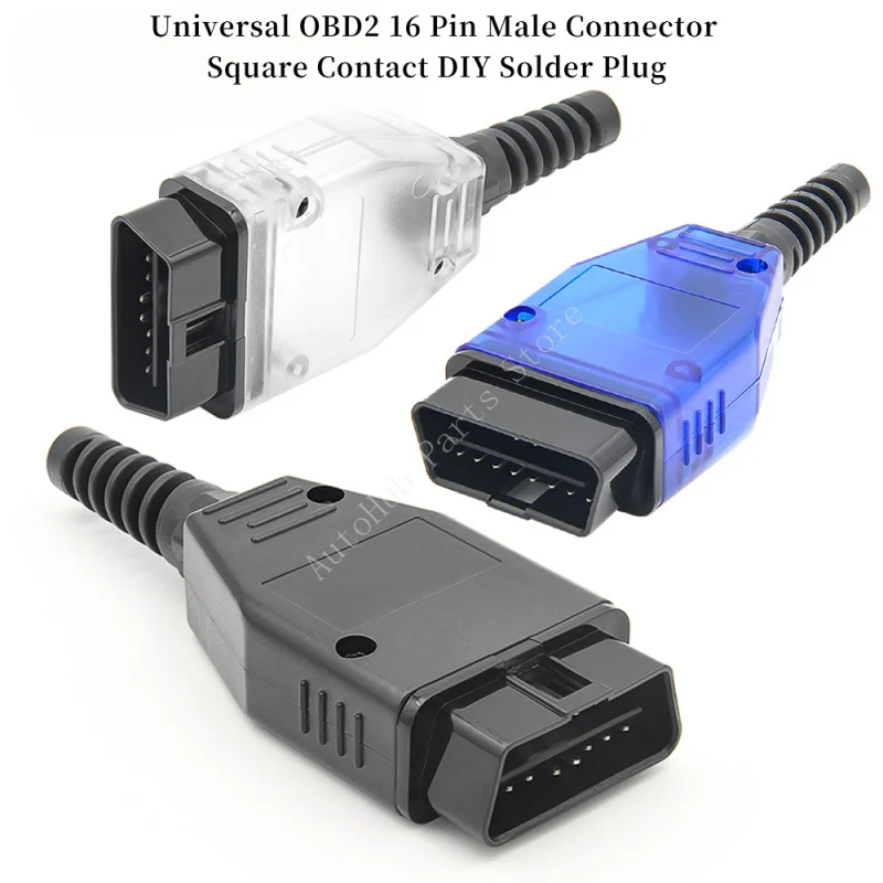 

Универсальный 16-контактный разъем OBD2 с квадратным контактом, вилка для пайки «сделай сам»