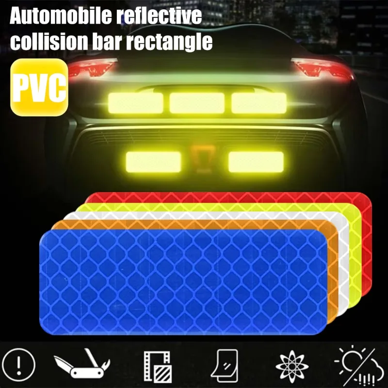 20/10PCS Car High Visibility Reflective Stickers Night Driving Safety Warning Sticker Auto Exterior Rectangular Protective Decal