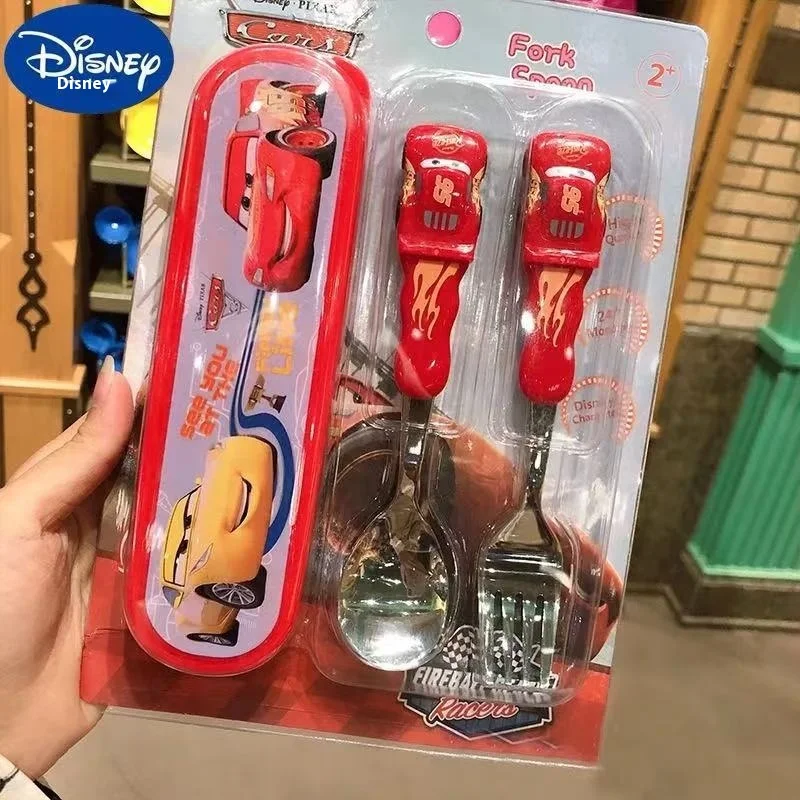 Set Sendok Garpu Mobil Lightning McQueen Baru, Peralatan Makan Stainless Steel yang Praktis, Produk Gaya Hidup Periferal Anime Kartun, Hadiah