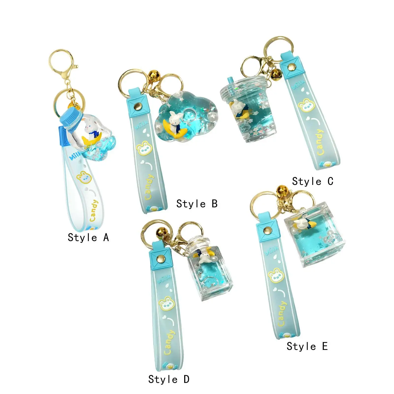 Liquid Quicksand Keychain Lovely with Bell Ornament Decorative Decoration Keyring for Travel Party Favors Wallet Women Tote Bag