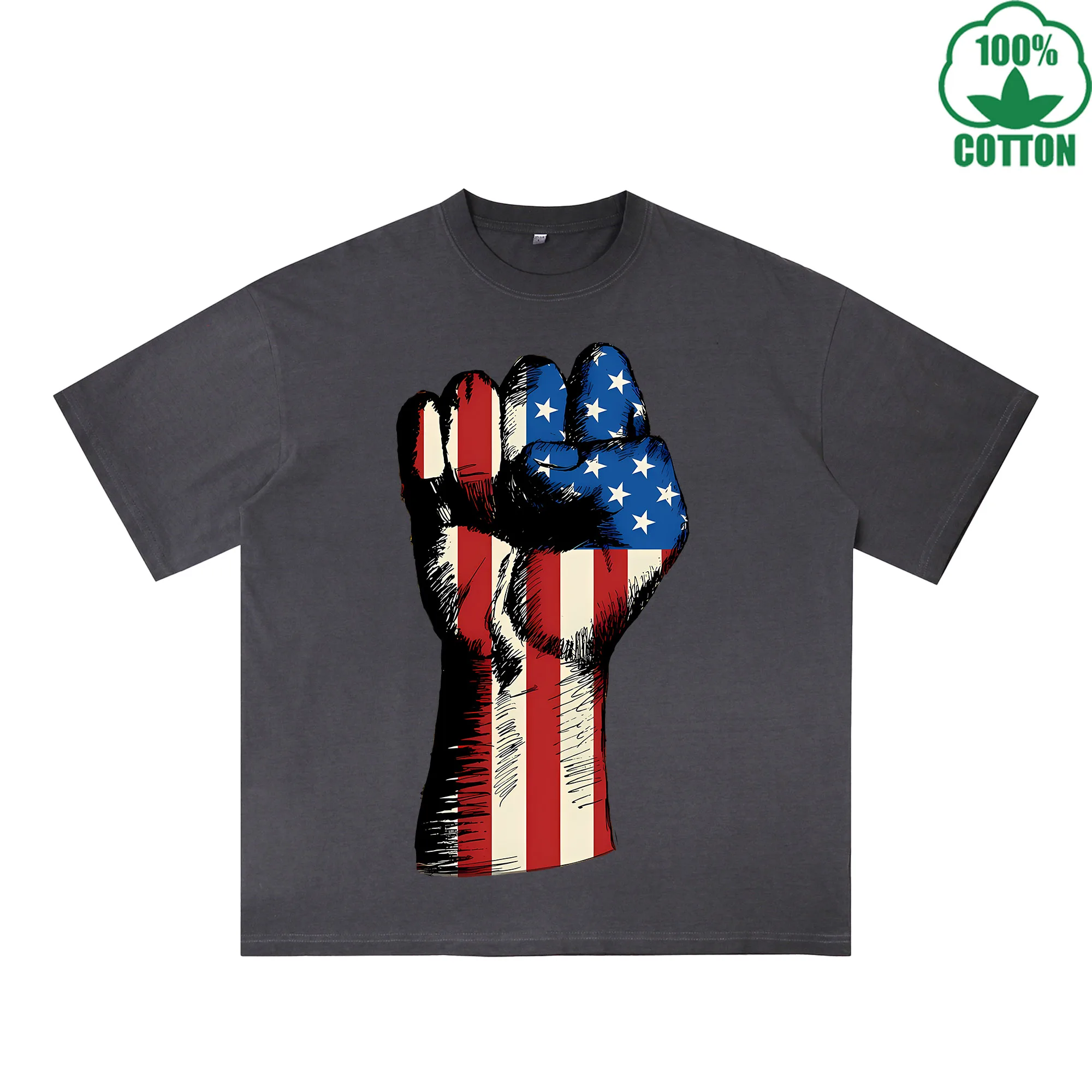 

Футболка с принтом «Кулак свободы», 230 г, разноцветная, свободного кроя, модная, 100% хлопок, с коротким рукавом