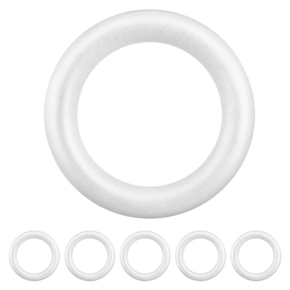 

6Pcs Foam Wreath Forms Round Circles White Polystyrene Rings for DIY Crafts Wedding Christmas Decor Floral Round Forms
