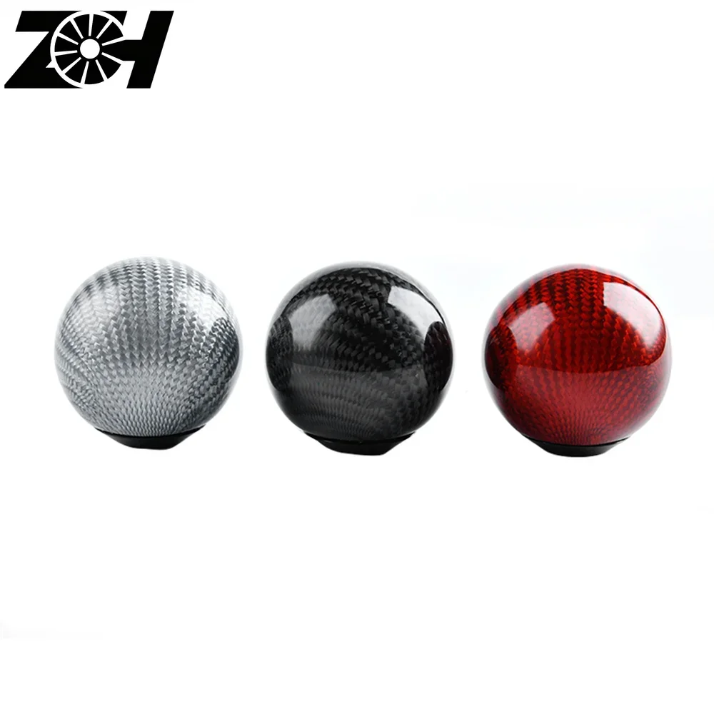 Universal 3 Colors Car AT MT Carbon Fiber Gear Shift Knob Lever Adapter Manual Shifter Accessories Fit For Honda Toyota Nissan