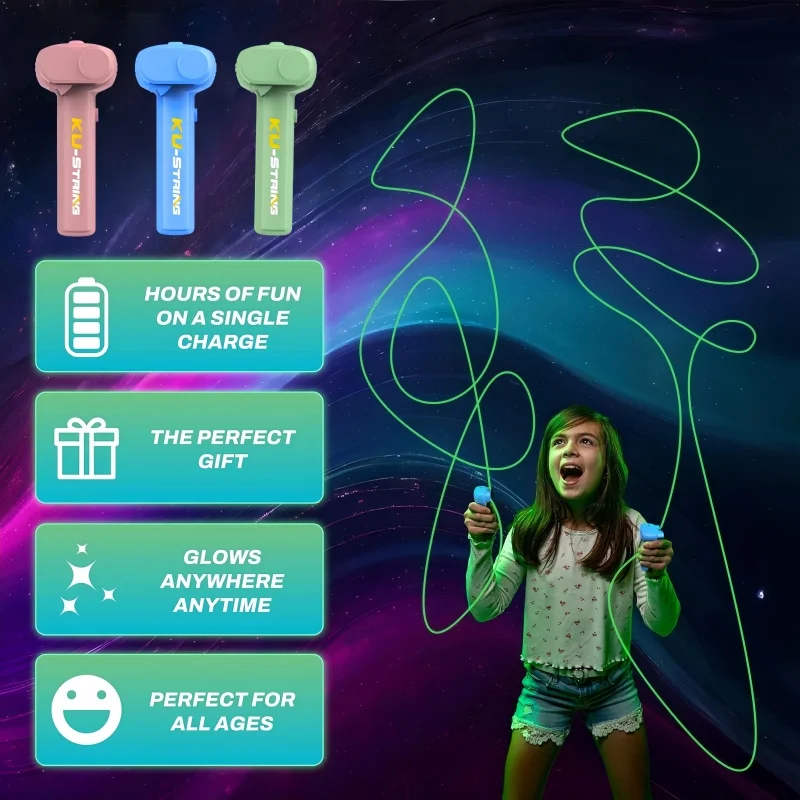 Jouet électroluminescent portable de noël, lanceur de corde lumineuse, émettant de la lumière, anti-Stress, cadeau de fête pour enfants