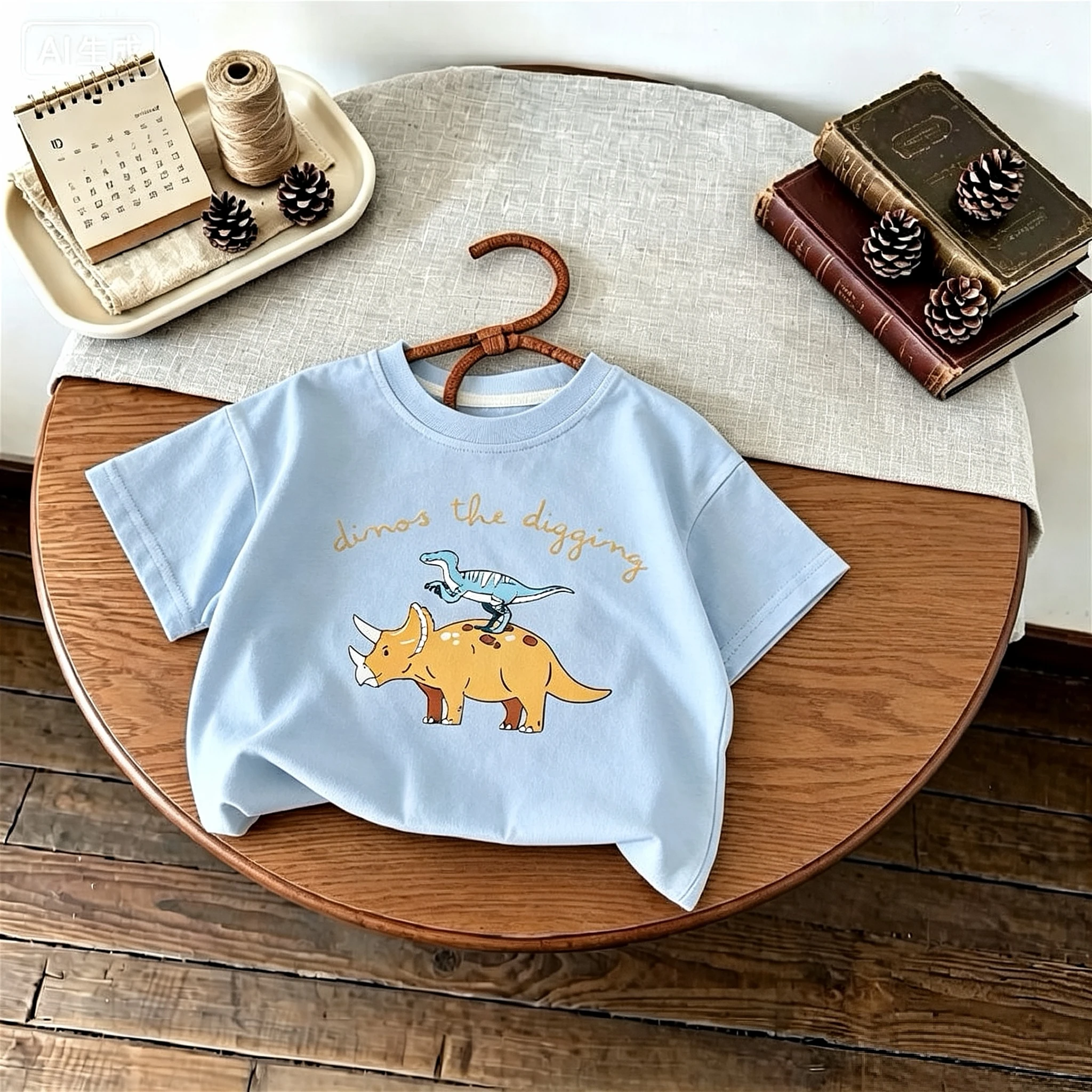 Dinosaur Pattern Girls And Boys Cartoon T-shirt Summer Clothes Simple Fashion Kids Short Sleeve Tops Tees Children's Wear Tshirt