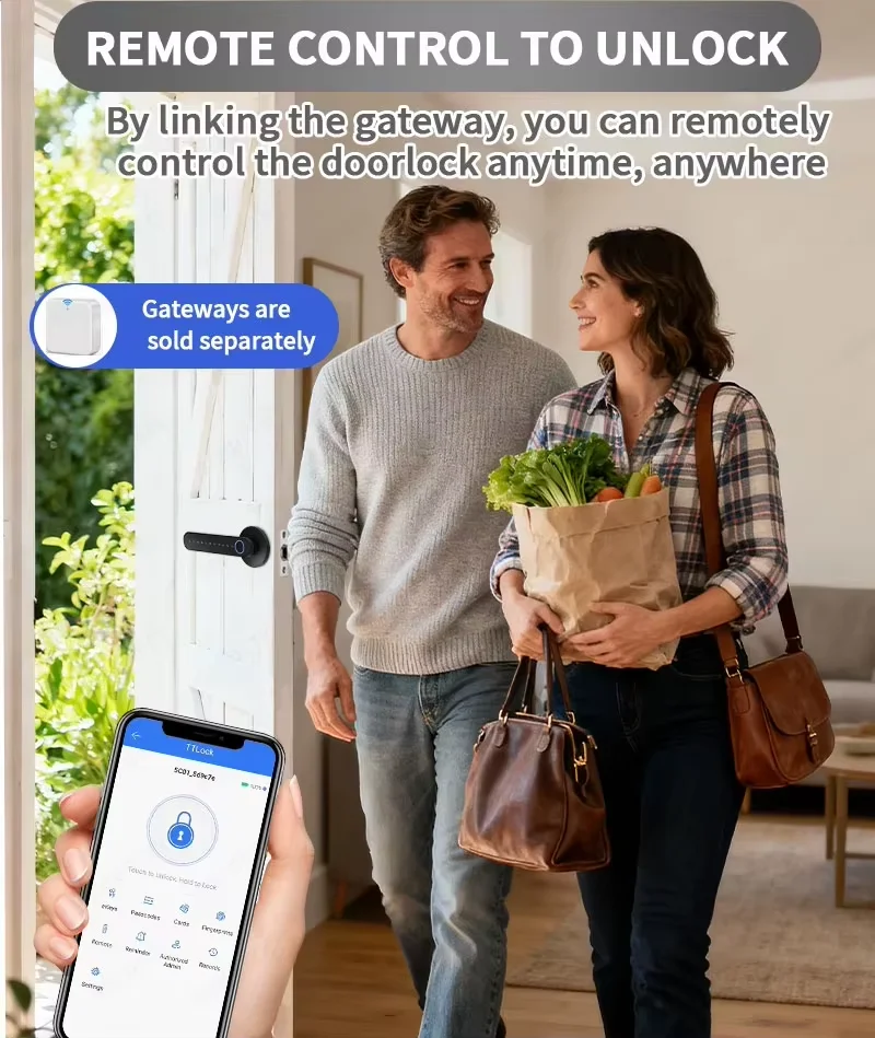 TTLock Smart Digital Door Lock, 5 Ways Keyless Entry: Fingerprint, Anti-Peep Virtual Password, RFID IC Card, Bluetooth APP Remote Unlock & Mechanical Key, 12 Months Long Standby Security Lock for Home, Apartment, Airbnb, Hotel Office - view 6