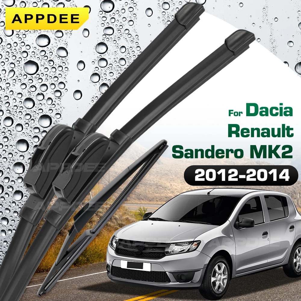 

Front & Rear Wiper For Dacia Renault Sandero MK2 2012-2014 Silicone & Rubber Wiper Blades Windshield Windscreen Window Brushes
