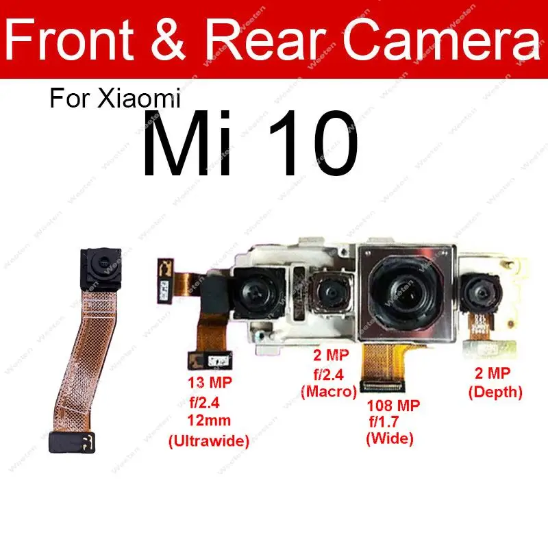 For Xiaomi Mi 10 Pro Lite Mi 10 Ultra Back Backside Selfie Facing View Small Rear Camera Module Flex Frontal Replacement Parts