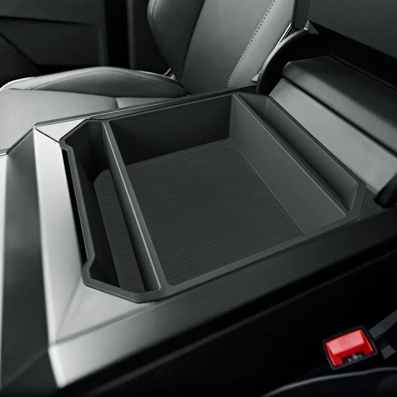 Center Console Organizer Tray for Tesla Cybertruck 2024-2026 Armrest Storage Box with Anti-Slip Silicone Liners, Custom-Fit ABS