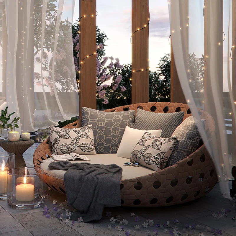 

Villa pool bed outdoor bed balcony courtyard leisure rattan chair lounge chair sofa chair beach outdoor hotel furniture