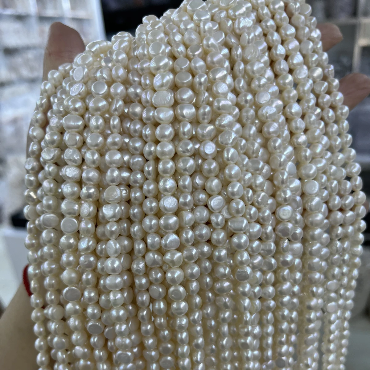 Natural Freshwater Pearl Beads String 6-7mm White Nugget Pearl Beads for Jewelry Making DIY Necklace Bracelet Accessories Strand