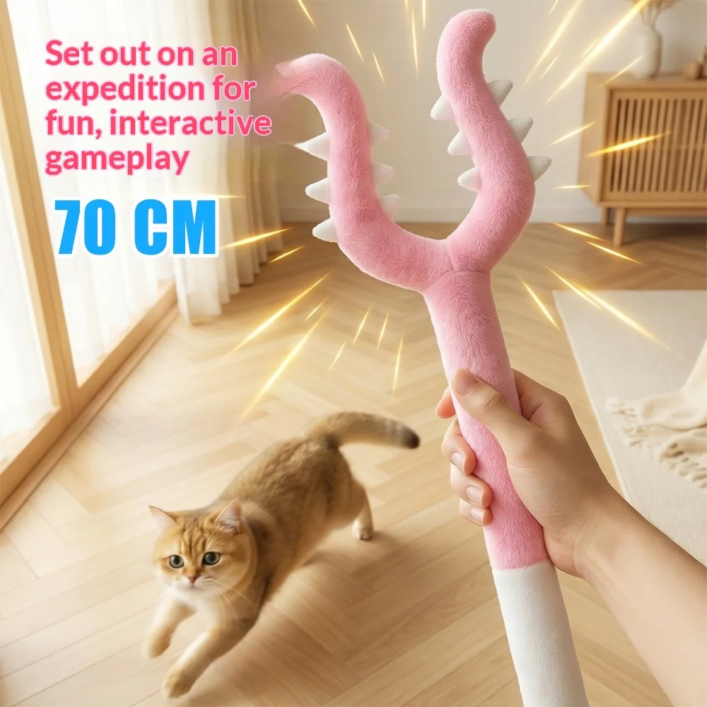 70cm Plush Catcher Wand Funny Kids Toy Cat Teaser Soft Magic Wand Cat Training Tool Interactive Cat Dog Plush Toy