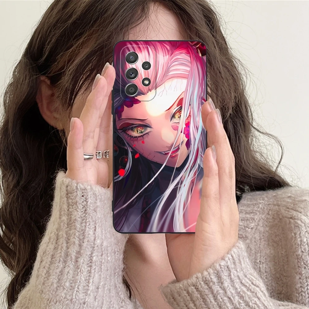 Demon Slayer Daki Gyutaro Phone Case for Samsung Galaxy Note 20 10 Plus Ultra Black Soft Phone Cover Shell image 2