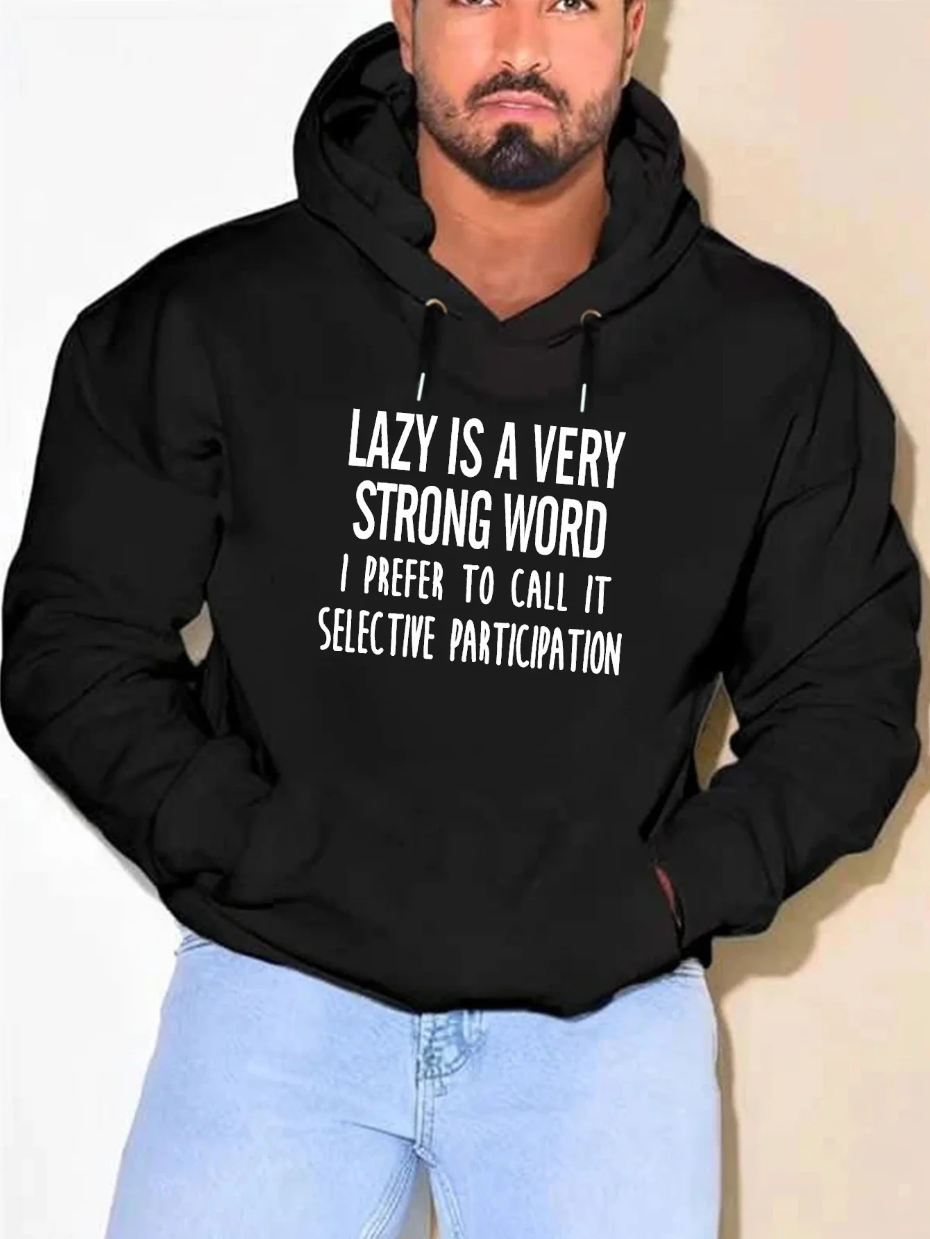 

Selectively participate in the non-lazy printed comfortable drawstring long-sleeved hooded shirt, casual hooded shirt