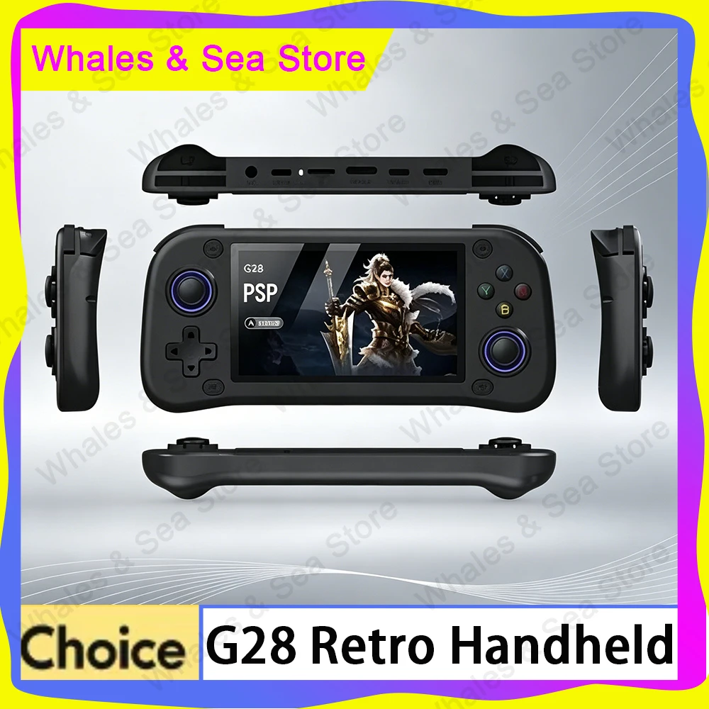 

G28 Retro Handheld Video Game Console Linux System 4.3 Inch IPS Screen Portable Pocket Video Player 128GB Games Boy Gift