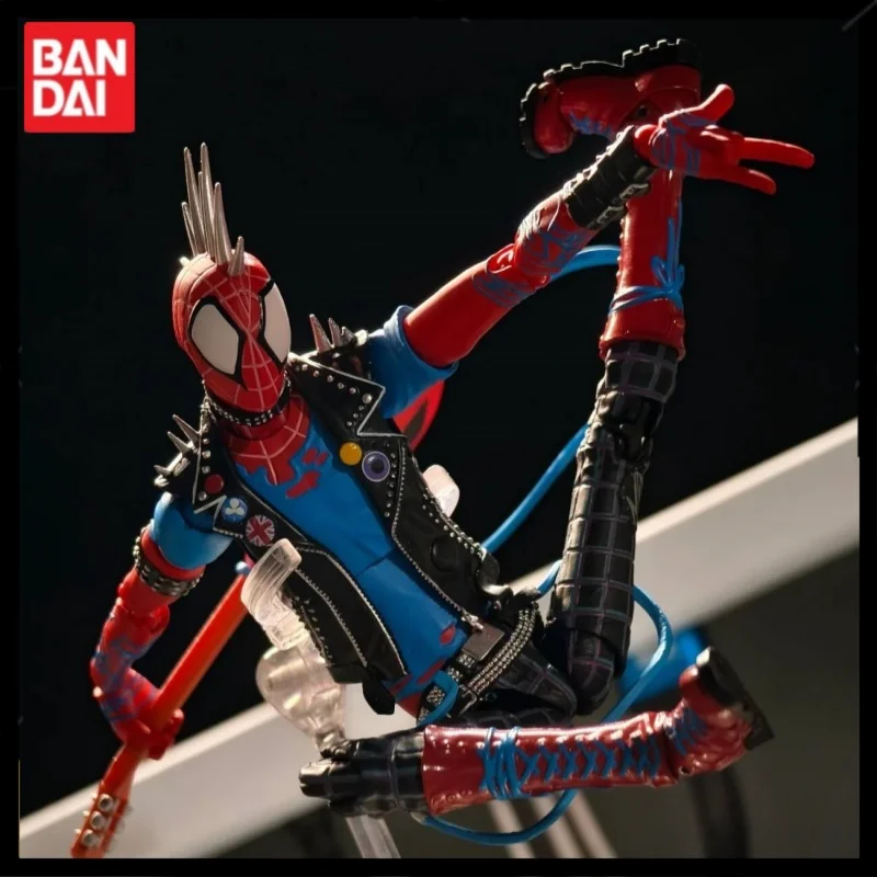 New Bandai SHF Punk Spider-Man Across the Universe series modle Pvc double end hands feet movability Desktop decoration toy