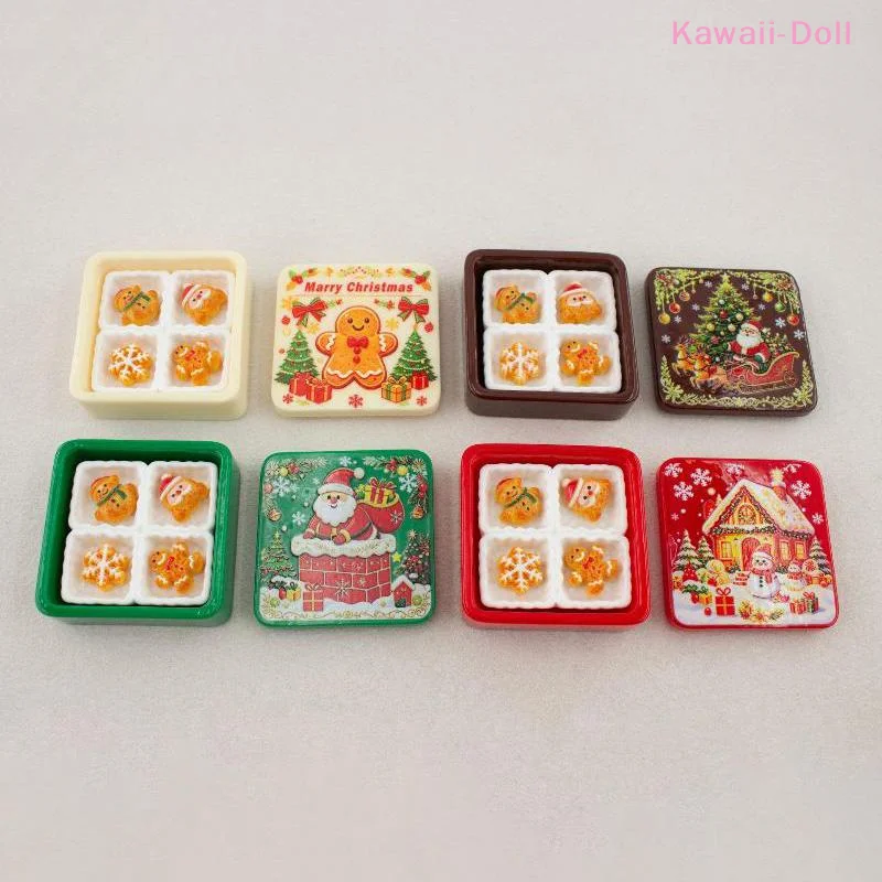 Puppenhaus Niedliche Weihnachts-Lebkuchen-Geschenkbox-Serie 3D-Harz-Cabochon DIY für Schlüsselanhänger, Ohrringe, Accessoires – Detail 2