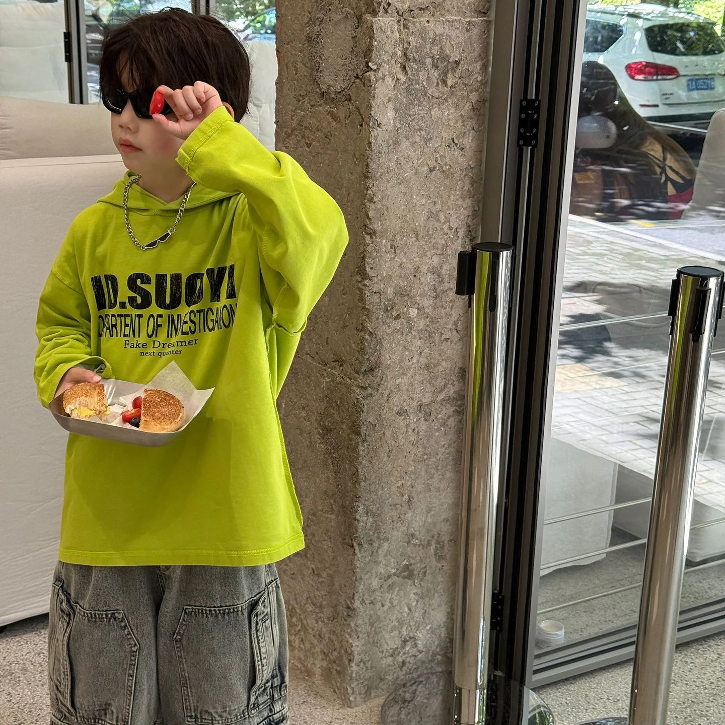 

Children Clothes New Korean-style Casual Hooded Sweatshirt Boys Autumn 2025 Trendy Fashionable Casual Lettered Kids Top